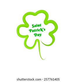Watercolor leaf clover in St. Patrick's Day. Watercolor brush stroke design