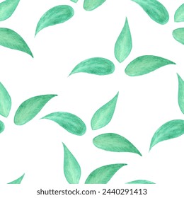 Watercolor leaf decorative pattern in vector. Pattern for printing or other graphic works, various backgrounds, gift papers, fabrics.