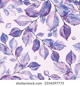 Watercolor leaf pattern illustration with beautiful aesthetic colors, for your decoration and textile needs

