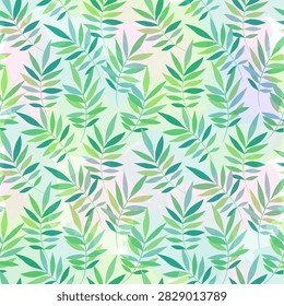Watercolor Leaf Pattern. Seamless vector jungle print for fabric, textile, paper, surface design