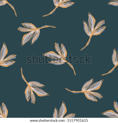 Watercolor Leaf Stem Vector Seamless Pattern. Leaves Blowing in the Wind Hand Painted White Background. Autumn Fall Mood Wildflower Illustration. Faded Transparent Pale Colors. Repeat Tile in EPS 10
