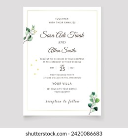 Watercolor Leaf Wedding Card. Illustrator and designer. Wedding Invites, save the date, Birthday Invites, Video Invites, E-Cards.