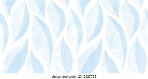 Watercolor leafs seamless pattern. Vector leave tie dye print. Blue transparent brush stain texture.