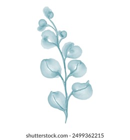 Watercolor leaves brunch floral design on white.