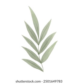 Watercolor leaves brunch floral design on white.
