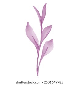 Watercolor leaves brunch floral design on white.