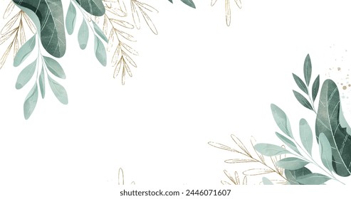 Watercolor leaves with empty space vector design in eps 10