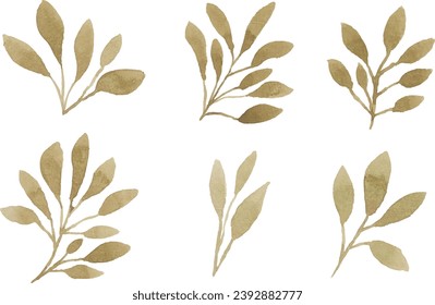 Watercolor leaves illustration set - green leaf branches collection for wedding, greetings, stationary, wallpapers, fashion, background. olive, green leaves, Eucalyptus etc
