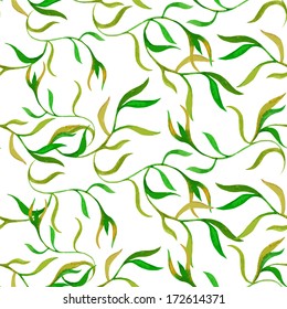 Watercolor leaves ornament floral seamless pattern