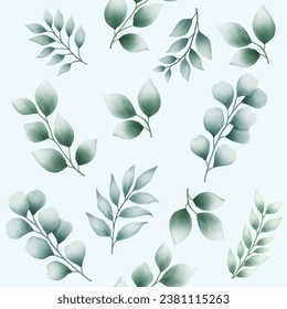 Watercolor leaves seamless pattern design 