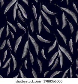 watercolor leaves seamless pattern. Natural background with leaves.