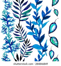 Watercolor leaves seamless. Vector