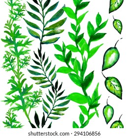 Watercolor leaves seamless. Vector