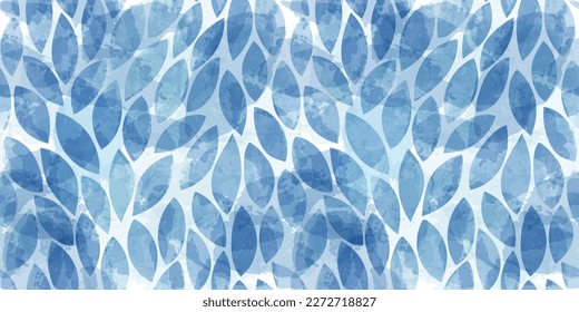 La acuarela deja un patrón vectorial sin fisuras. Fondo de hojas de verano, huella de la jungla de textura azul