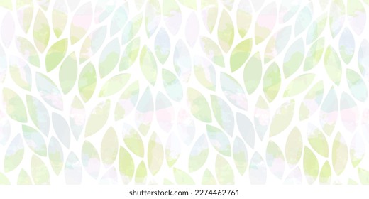 Watercolor leaves seamless vector pattern. Spring leaves background,  textured jungle print