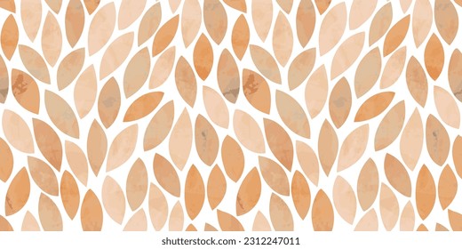 Watercolor leaves seamless vector pattern. Autumn leaves background, textured jungle print	