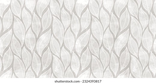  Watercolor leaves seamless vector pattern. Light leaf background, textured jungle print.