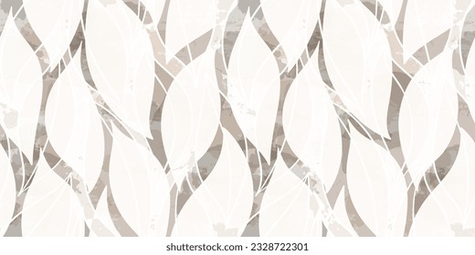  Watercolor leaves seamless vector pattern. Light leaf background, textured jungle print.