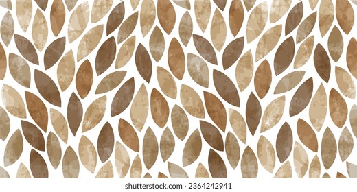 Watercolor leaves seamless vector pattern. foliage leaves background, textured jungle print