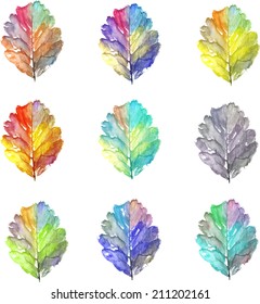 Watercolor leaves set. Vector eps 10.