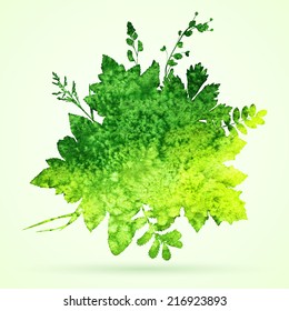 watercolor leaves vector background
