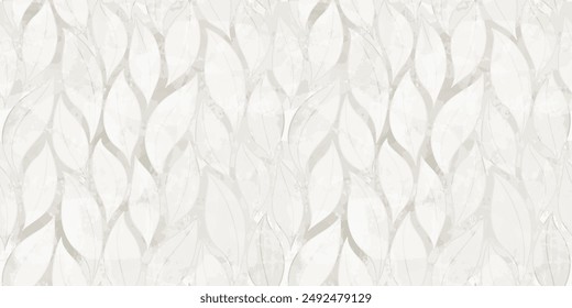 Watercolor leaves vector seamless pattern. marble tiles leaf background, textured jungle print.