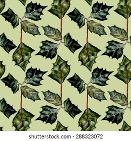 Watercolor leaves vector seamless pattern.