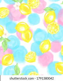 Patrón de ilustración de limón de color agua
