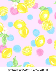 Watercolor lemon illustration material pattern
