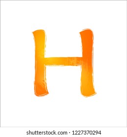 Watercolor letter H  Orange image  white backgroumd  Vector illustration 