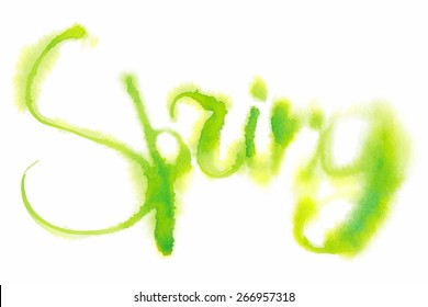Watercolor lettering about spring