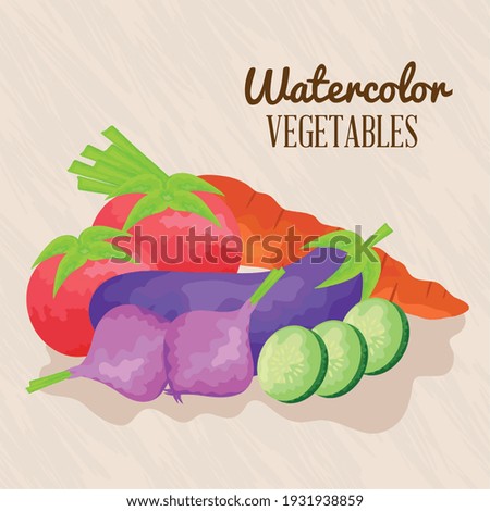 watercolor lettering and fresh vegetables