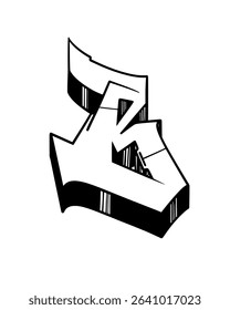 Watercolor letters B in graffiti style