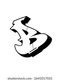 Watercolor letters B in graffiti style