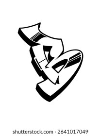 Watercolor letters B in graffiti style