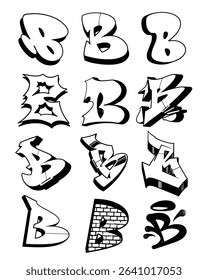 Watercolor letters B in graffiti style
