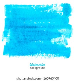 Water-color light blue background with hand-drawn stain. Vector illustration.