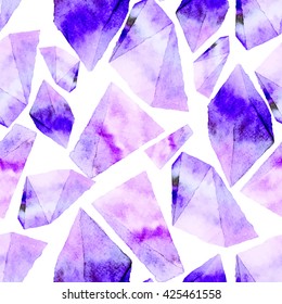Watercolor lilac crystal seamless pattern