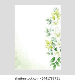 Watercolor lily floral wedding invitation card template
 