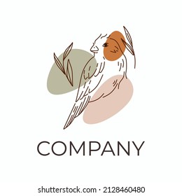 Watercolor line art sparrow bird logo