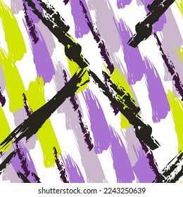 Patrón sin problemas del vector de la línea de acuarela. Textura de pincel de línea abstracta. Pintar fondo de pared. Diseño sencillo de la banda gruesa.