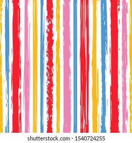 Watercolor lines. Seamless pattern. Abstract brush. Hand drawn texture. Modern stylish texture. Hipster striped background. Bold textured paint brush strokes and border. Design for baby wallpaper