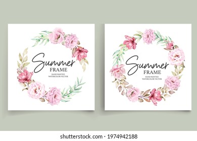 watercolor lisianthus flowers wedding invitation card set