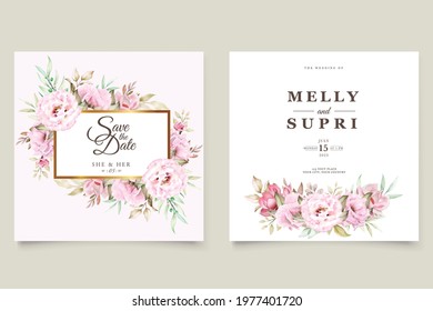 watercolor lisianthus flowers wedding invitation card set