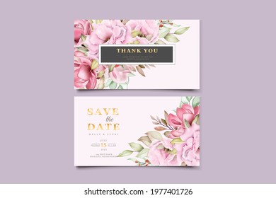 watercolor lisianthus flowers wedding invitation card set