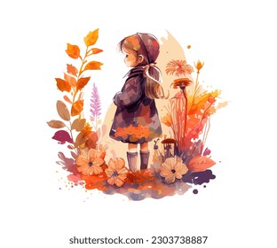 Cute woman cartoon profile character floral Vector Image