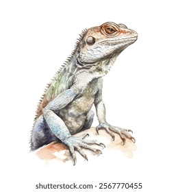 watercolor Lizard isolated white background