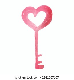 Watercolor lock decorative valentine element. stickers for scrapbooking