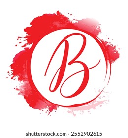 watercolor logo branding with initial b pink blush