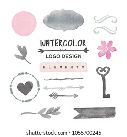 Watercolor logo design elements